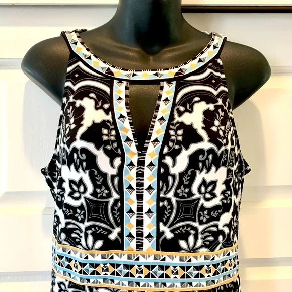 Hale Bob cute geometric upscale bohemian print stretch dress , size small - Picture 3 of 8